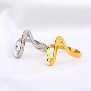 Geometric Spiral <b>Ring</b> 18K Gold Plated <b>Titanium</b> Steel Women's Fashion Jewelry Gift Design - Product Image 1