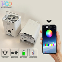 WEDOSTAGE 6X18W 6IN1 RGBWA+UV Projecteur LED sans fil sur batterie, contrôle APP/IR/WIFI/DMX, en alliage d'aluminium, angle 15/25/40°