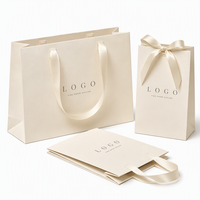 Custom Printed Handmade Biodegradable Luxury Shopping Paper Bag with Ribbon Handle Supermarket Business Retail
