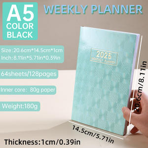 2025 sfuso Glitter Laser personalizzato A5 colorato diario inglese ragazza in pelle programma calendario settimanale Agenda taccuino - Product Image 6