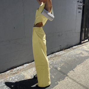 Donne Casual personalizzabili indossano gilet Top e pantaloni 2 pezzi di <span class=keywords><strong>cotone</strong></span> <span class=keywords><strong>vestiti</strong></span> <span class=keywords><strong>estivi</strong></span> set da <span class=keywords><strong>donna</strong></span> - Product Image 2