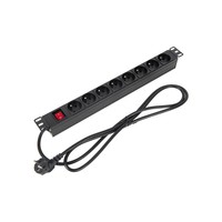 PDU rack standard français 8 voies avec disjoncteur double, cordon d'alimentation de 2 m, unité de distribution d'alimentation pour serveur