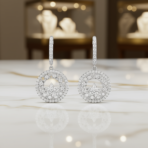 Orecchini di Lusso in Oro Bianco con Diamanti Taglio Brillante Rotondo Colore D Naturali Certificati GIA Gioielli da Matrimonio per Donna - Product Image 2