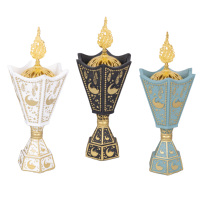 Brûleur d'encens religieux en céramique de style maison arabe exquise pour la décoration de la maison pendant le Ramadan avec support pour bois d'agar