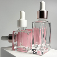 Flacon compte-gouttes carré en verre de 15 ml et 30 ml pour huiles essentielles avec bouchon à vis, emballé en carton, pour sérum de soin, crème pour le visage, crème pour les yeux, et gouttes pour les yeux