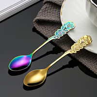 Creatieve roestvrijstalen roosvormige theelepels, koffielepels en dessertlepels set voor bruiloften en restaurants