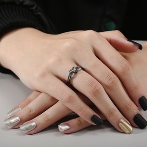 Conjunto de anillos de dragón de acero inoxidable para mujer, 8MM, anillo de corazón de cristal de compromiso para mujer, joyería para pareja - Product Image 6