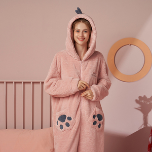 Winter Fashion Womens Cute <strong>Onesie</strong> Pajamas Hooded Casual <strong>Couple</strong> Sleepwear Coral Fleece <strong>Onesie</strong> - Product Image 5