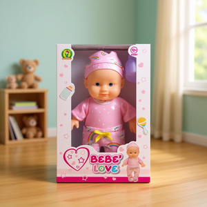 Poupée bébé BEBE' LOVE 24 cm, tenue rose avec chapeau et biberon pour les jeux d'enfants - Product Image 3