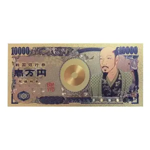 Billet cadeau en plastique anti-soleil dix mille billets japonais 24k feuille d'or plaqué factures 10000 pour promotion cadeau souvenir