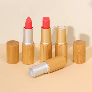 Envase cosmético tubo de barra de labios de bambú vacío mini tubos de Blam de labios envase de maquillaje tubo de bálsamo labial de Bambú