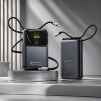 Batería Externa de 20000mAh con Carga Rápida de 45W y 65W, Cables Integrados y Carga para Múltiples Dispositivos