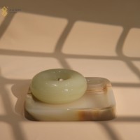 Plateau de rangement en onyx vert de luxe YUSHI, bol décoratif en pierre naturelle carrée pour la décoration de la maison