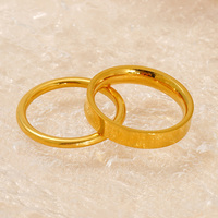 Bague d'index classique minimaliste en acier inoxydable plaqué or 18 carats pour femme, bande basique élégante, bague de mariage en tungstène polie