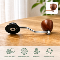 Penggiling Kopi OEM ODM 3-Tahap dengan Gagang Kayu Walnut, Pegangan Ergonomis Nyaman, Logo Kustom, Pasokan Grosir