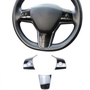 Décoration de <span class=keywords><strong>Volant</strong></span> de Voiture, Autocollants Métalliques, Cadre de Panneau, Garniture de Protection, <span class=keywords><strong>Tesla</strong></span> <span class=keywords><strong>Model</strong></span> <span class=keywords><strong>3</strong></span> <span class=keywords><strong>Model</strong></span> Y, Moulures Intérieures - Product Image 1