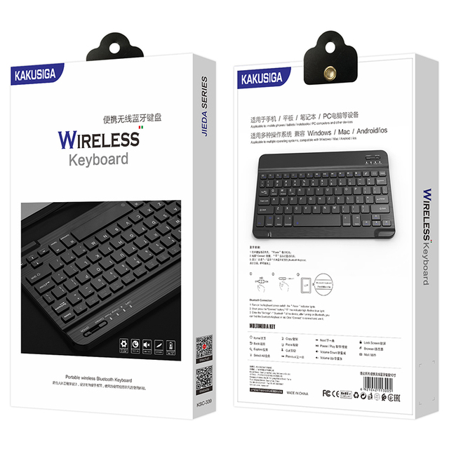 KAKUSIGA BT 5.0 Ergonomic Slim Keyboard Portable Quiet Rechargeable Long Battery Life Black