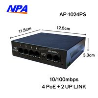 Commutateur PoE Anpa 4 ports PoE+2 Uplink AI Watchdog 48V 10/100 Mbps, capacité 1,6 Gbps avec QoS pour caméra IP et ordinateur