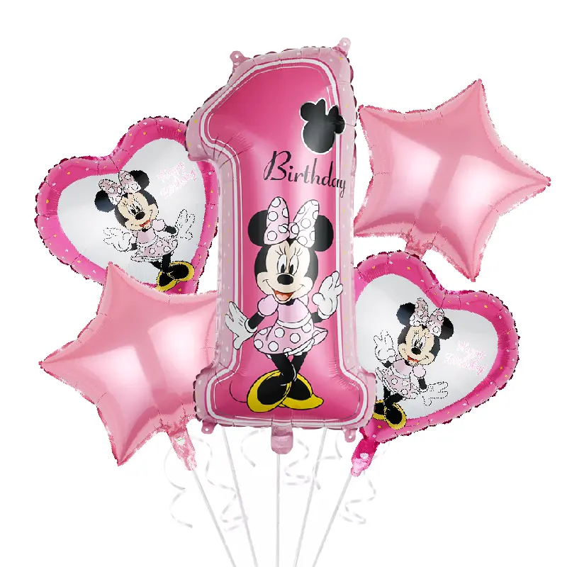 Mickey Minnie number ballon baby shower 1st birthday party foil balloons cartoon Minnie mouse party supplies helium globos