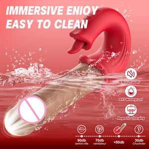Vibrador de Clítoris y Punto G de Silicona Suave Realista con Doble Estimulación y Lamer, 10 Velocidades, Resistente al Agua, Recargable por USB, para Adultos - Product Image 3