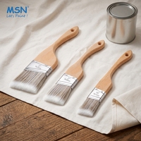 MSN-PB-007 Pinceaux à vernis en bois courbé personnalisés à poils synthétiques ondulés haute densité, manche ergonomique, impression de logo personnalisée