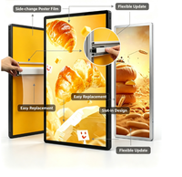 Boîte lumineuse publicitaire LED ultra-mince murale, cadre en aluminium, éclairage périphérique, affichage de poster à changement rapide pour menu de restaurant ou café