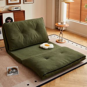 Sofá Cama Plegable Individual de Terciopelo Verde para Sala de Estar con Almohada y Respaldo para Relajación - Product Image 4