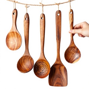 Wholesale 100% Natural Reusable Lightweight Wooden Matte Polish Vintage Cutlery Set <b>Spoon</b> Fork Parties Sustainable Dishwasher - Product Image 5