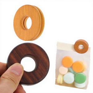 Custom Logo Eco-friendly <b>Reusable</b> Round Wooden Cockroach <b>Food</b> <b>Bag</b> Clips for Multifunctional <b>Food</b> <b>Bags</b> & Pouches Home Storage - Product Image 1