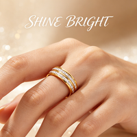 Bague Éternité Large en Acier Inoxydable Plaqué Or 18K avec Double Rangée de Pierres CZ Hypoallergénique pour Hommes et Femmes – Idéale pour Mariage