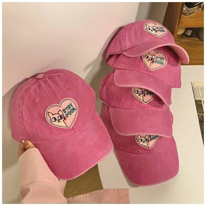 Casquette de baseball <span class=keywords><strong>rose</strong></span> délavée, réglable, mignonne, avec logo brodé, calotte souple, tendance, effet visage mince, style vintage, pour grandes têtes - Product Image 1