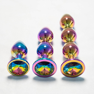 Jouet sexuel coloré pour couple en métal à trois boucles avec perles de cristal, plug anal en forme de cœur pour l'amour et le plaisir - Product Image 5