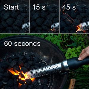 Allume-charbon portable en acier inoxydable résistant à la chaleur, avec poignée en plastique longue <span class=keywords><strong>pour</strong></span> un allumage facile, idéal <span class=keywords><strong>pour</strong></span> le barbecue et la cuisson en extérieur - Product Image 4