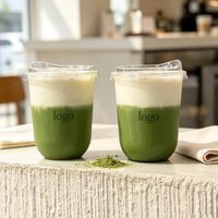 Groothandel op maat gemaakte logo transparante PET U-vormige koude bekers 12-24oz, wegwerpbekers met deksels voor Boba & fruitkoude dranken