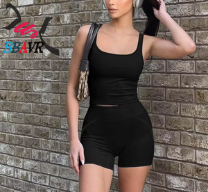 Conjunto de Verano de Moda para Mujer, Top y Pantalones Cortos de Punto, Conjunto Deportivo de 2 Piezas - Product Image 4