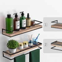 Étagères murales flottantes modernes minimalistes noir mat avec barre porte-serviettes, étagère de salle de bain, support à épices de cuisine, organisateur de rangement