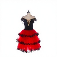Robe de danse de ballet pour enfants, style bretelles, costume de performance, filles, professionnel, Don Quichotte, Espagne, compétition, rouge, soie/coton