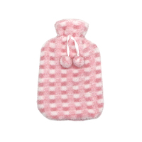 Bouteilles d'eau chaude en peluche avec logo personnalisé et housse douce à carreaux pour la thérapie thermique et le soulagement de la douleur