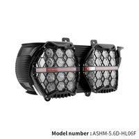 Phare double pour moto, projecteur LED hexagonal de 7 pouces avec grille en maille et barre ambre pour Harley Road Glide Bagger