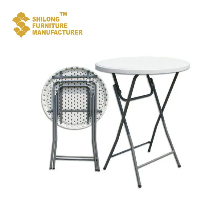 Folding Bar Table Portable Outdoor Party Furniture SL-ZDZ-B001 Multipurpose Round White 110cm High Plastic Chairs and Tables