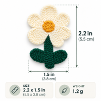 Applique fleur marguerite en crochet crème, patch tricoté à la main pour vêtements, sacs, chapeaux, artisanat DIY, couture, décoration, accessoire floral mignon 2,2 po