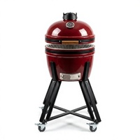 Barbecue au charbon de bois en céramique Kamado de 16 pouces, fumoir portable pour extérieur avec roues