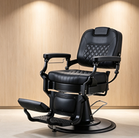 Chaise de barbier hydraulique réglable en hauteur, style rétro, avec surpiqûres en losanges, best-seller