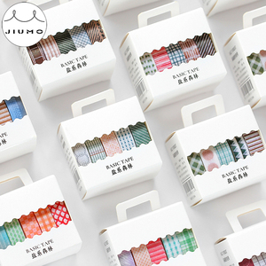 5pcs/box 8 Design Salt Forest Series Spots Color Scrapbook Cut-off Rule Washi Tape Vintage Journaling Deco Masking Tapes JIUMO