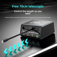 Nouveau chargeur GaN à charge rapide avec câble télescopique pour tablette, ordinateur, téléphone portable, station de charge rapide de bureau