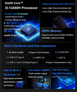 NUC Intel Core I5-12450H 8-core 12-Thread máy tính mini với đồ họa UHD DDR4 64GB Ram Wifi 6 & bt5.2 cho văn phòng nhà Mini PC - Product Image 4