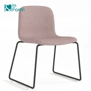 Elegante Nordic Design Estofos Retardante De Fogo Tecido Empilhável Metal Pernas Partido Escritório Reunião Palestra Salão Cadeira do Projeto