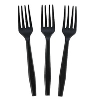 Kit de couverts jetables biodégradables en CPLA blanc et noir, écologiques, simples, compostables, fourchette, couteau, cuillère