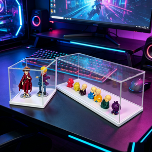 Boîte de présentation en acrylique moderne haut de gamme avec éclairage LED, haute transparence, anti-poussière, pour figurines, voitures miniatures et maquettes - Product Image 5
