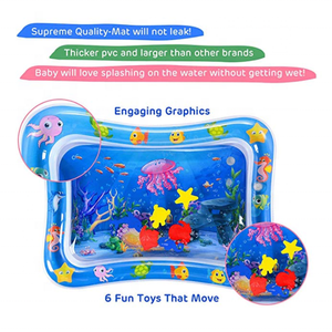 แผ่นรองเล่นน้ำเป่าลมสำหรับเด็กทารก ลาย Tummy Time สีสันสดใส สองด้าน วัสดุ PVC ลอยน้ำได้ ขนาด 26x20 นิ้ว เหมาะสำหรับเด็ก - Product Image 5